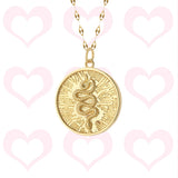 Heart Snake Pendant Necklace for Women Stainless Steel Choker Zircon Jewelry