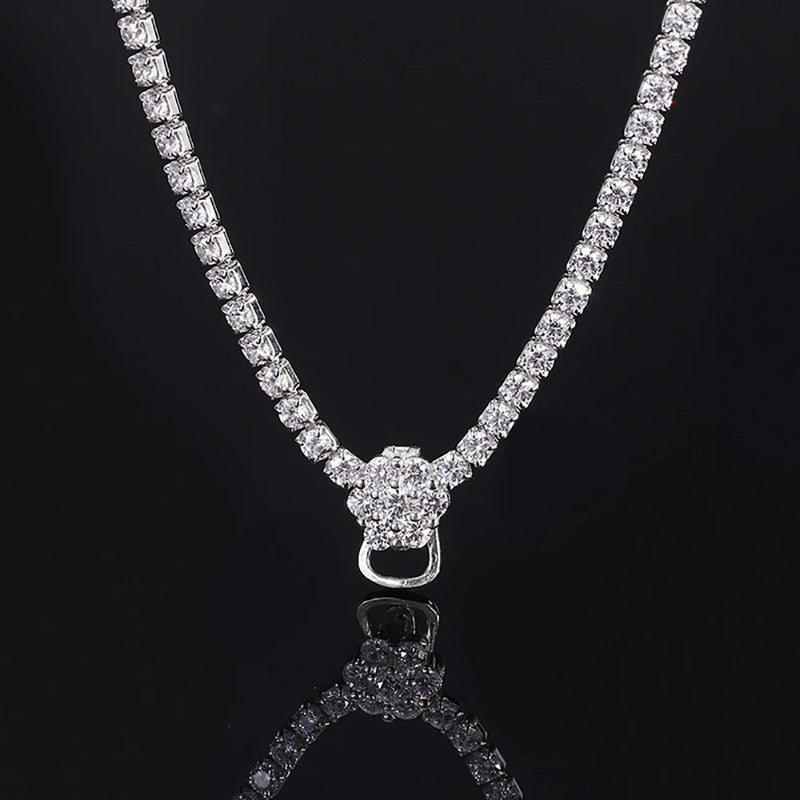 High Carbon Diamond Tennis Chain Necklace Sparkling Fine Jewelry Gift