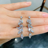 High Carbon 5A Zircon Tassel Drop Earrings for Women Wedding Party