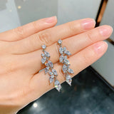 High Carbon 5A Zircon Tassel Drop Earrings for Women Wedding Party