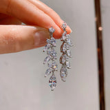 High Carbon 5A Zircon Tassel Drop Earrings for Women Wedding Party