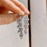 High Carbon 5A Zircon Tassel Drop Earrings for Women Wedding Party