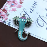 Enamel Glaze Metal Brooch Pin Animal & Plant Rhinestone