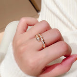 Silver Crystal Snake Shape Ring for Women Zircon Wedding Jewelry