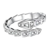 Silver Crystal Snake Shape Ring for Women Zircon Wedding Jewelry