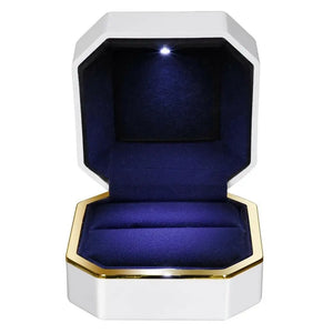 LED Light Ring Box Velvet Jewelry Wedding Engagement Gift Box
