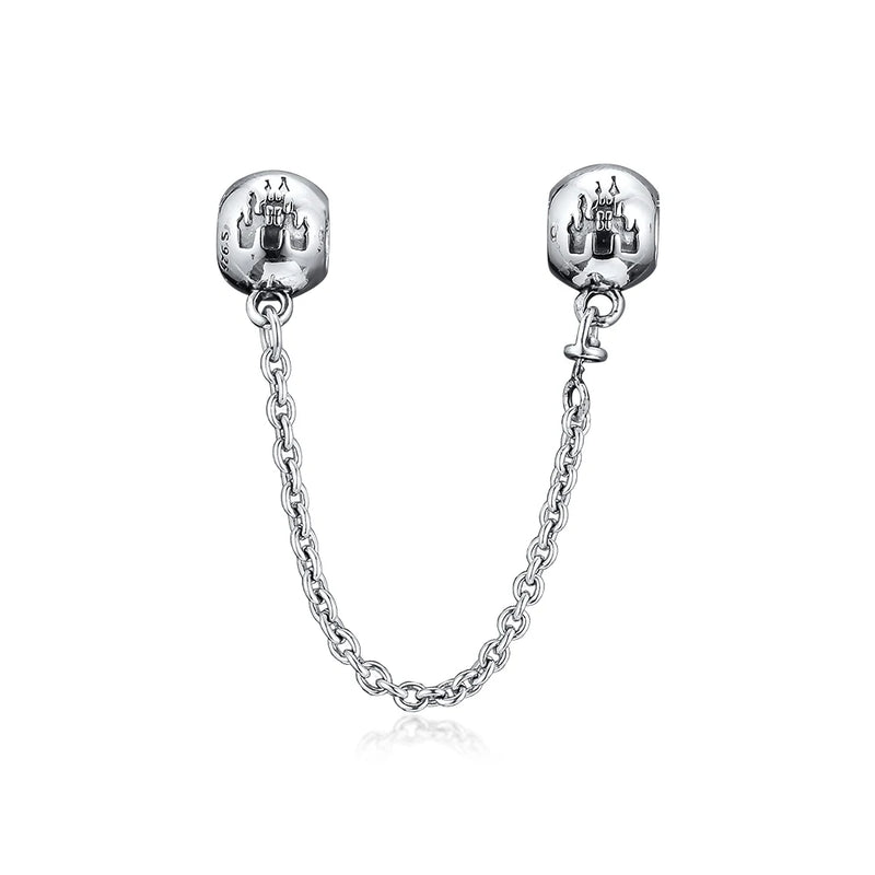 Castle Safety Chain Women Sterling Silver Charms For Bracelet