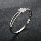 Hollow Cross CZ Crystal Bangles Stainless Steel Bracelets