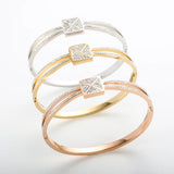 Hollow Cross CZ Crystal Bangles Stainless Steel Bracelets