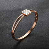 Hollow Cross CZ Crystal Bangles Stainless Steel Bracelets