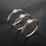 Hollow Cross CZ Crystal Bangles Stainless Steel Bracelets