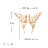 Hollow Texture Butterfly 585 Women's Earrings Natural Zircon Unusual Jewelry