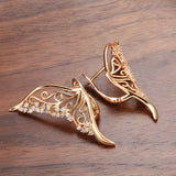 Hollow Texture Butterfly 585 Women's Earrings Natural Zircon Unusual Jewelry