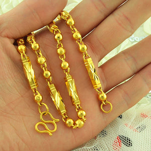 HK Bamboo Men Necklaces 6/7mm 55/60cm 24K High Class Jewelry