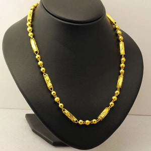 HK Bamboo Men Necklaces 6/7mm 55/60cm 24K High Class Jewelry
