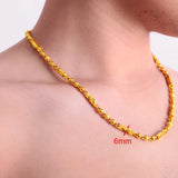 HK Bamboo Men Necklaces 6/7mm 55/60cm 24K High Class Jewelry
