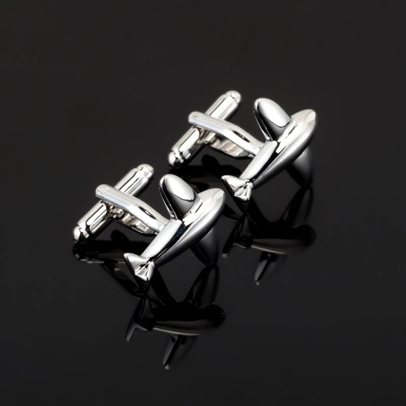 Plane Styling Cufflinks Tie Clip Set