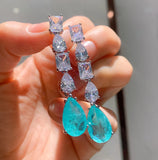 Hypoallergenic Emerald Paraiba Tourmaline Earrings