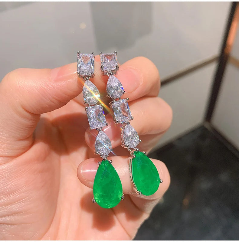 Hypoallergenic Emerald Paraiba Tourmaline Earrings