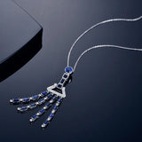 Sapphire Tassels Pendant Necklace Vintage Silver Jewelry
