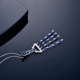 Sapphire Tassels Pendant Necklace Vintage Silver Jewelry