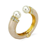Pearl Cuff Bangle Bracelets for Women - Statement Alloy Oil Glaze Bracelet
