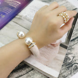 Pearl Cuff Bangle Bracelets for Women - Statement Alloy Oil Glaze Bracelet