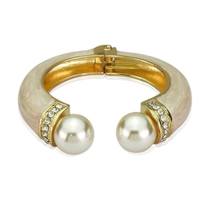 Pearl Cuff Bangle Bracelets for Women - Statement Alloy Oil Glaze Bracelet