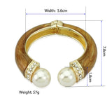 Pearl Cuff Bangle Bracelets for Women - Statement Alloy Oil Glaze Bracelet