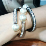 Pearl Rhinestones Alloy Cuff Bracelets for Women