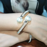 Pearl Rhinestones Alloy Cuff Bracelets for Women