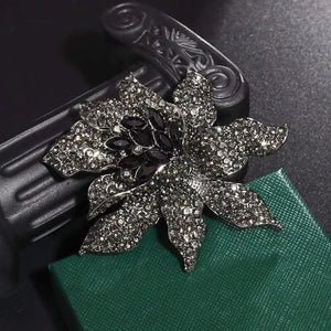 Vintage Rhinestone Rose Brooch Pin