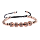Zircon Braided Bracelet Silver Copper Beaded Charm For Men Women