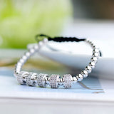 Zircon Braided Bracelet Silver Copper Beaded Charm For Men Women