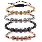 Zircon Braided Bracelet Silver Copper Beaded Charm For Men Women