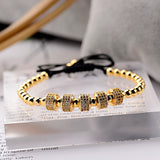 Zircon Braided Bracelet Silver Copper Beaded Charm For Men Women