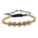 Zircon Braided Bracelet Silver Copper Beaded Charm For Men Women