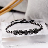 Zircon Braided Bracelet Silver Copper Beaded Charm For Men Women