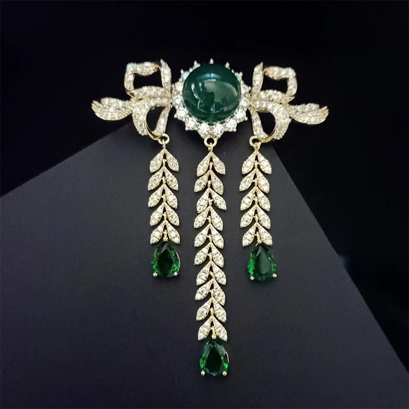 Zircon Tassel Brooch Pin Palace Style Dress Corsage Anti-light Broochpin