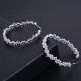 Irregular Geometry Circle Simulated Diamond 5A CZ Women Wedding Party Earrings