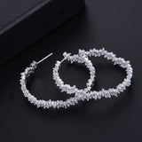 Irregular Geometry Circle Simulated Diamond 5A CZ Women Wedding Party Earrings