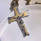 Crucifixion Cross Necklace Men Women Silver Stainless Steel