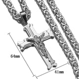 Crucifixion Cross Necklace Men Women Silver Stainless Steel