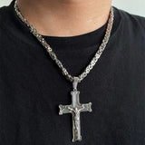 Crucifixion Cross Necklace Men Women Silver Stainless Steel
