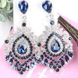 Emerald Crystal Drop Rhinestone Chandelier Earrings