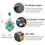 Emerald Crystal Drop Rhinestone Chandelier Earrings