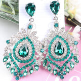 Emerald Crystal Drop Rhinestone Chandelier Earrings