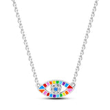 Enamel Eye Eyes Chain Necklace 925 Sterling Silver Jewelry