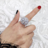 3ct 925 Sterling Silver Big CZ Wedding Band Flower Ring for Lover Gift