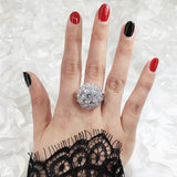 3ct 925 Sterling Silver Big CZ Wedding Band Flower Ring for Lover Gift